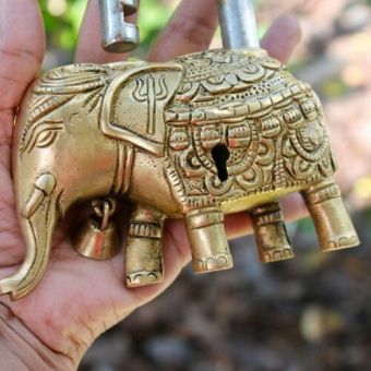 Слон замок рабочий замок с ключами  , бронза на удачу  13х13 см -5